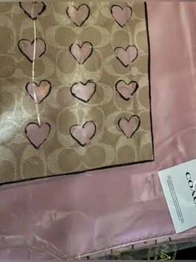 Coach signature C & heart silk scarf NWT
